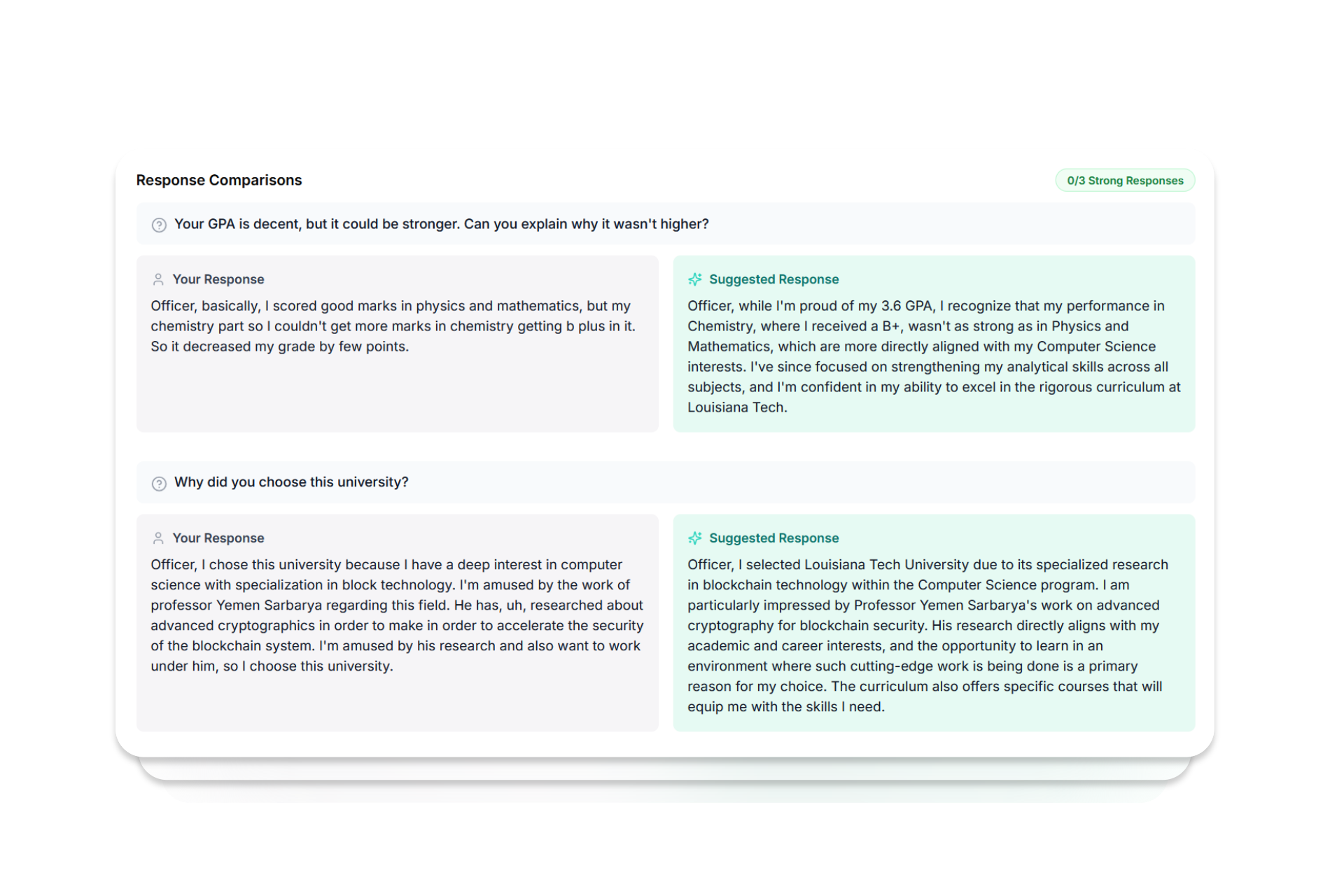 Get feedback on your responses